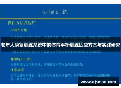 老年人康复训练系统中的体育平衡训练适应方案与实践研究